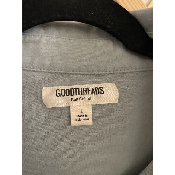Goodthreads Shirt Men's Large Soft Cotton Polo Tee Light Blue Short Sleeve Shirt - Picture 4 of 5